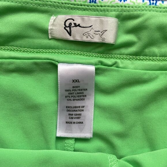 Blue Green Patterned Swim Skort with pockets - Picture 4 of 10